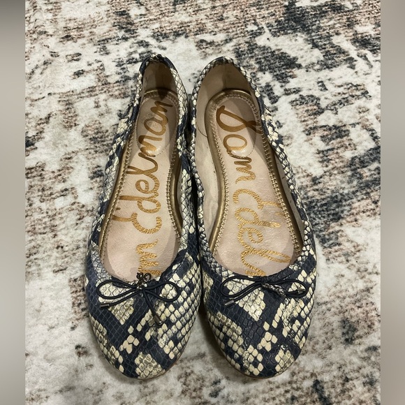 Sam Edelman Python Felicia Bow Ballet Flats - Picture 1 of 3